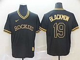 Rockies 19 Charlie Blackmon Black Gold Nike Cooperstown Collection Legend V Neck Jersey (1),baseball caps,new era cap wholesale,wholesale hats